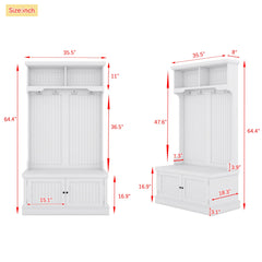 Hall Tree with Storage Shoe Bench for Entryway and Hallway, 4-in-1