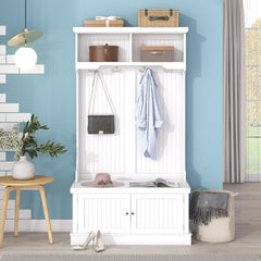 Hall Tree with Storage Shoe Bench for Entryway and Hallway, 4-in-1