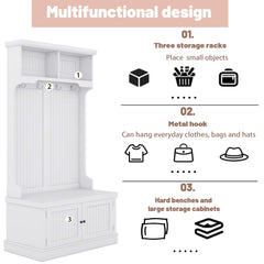 Hall Tree with Storage Shoe Bench for Entryway and Hallway, 4-in-1