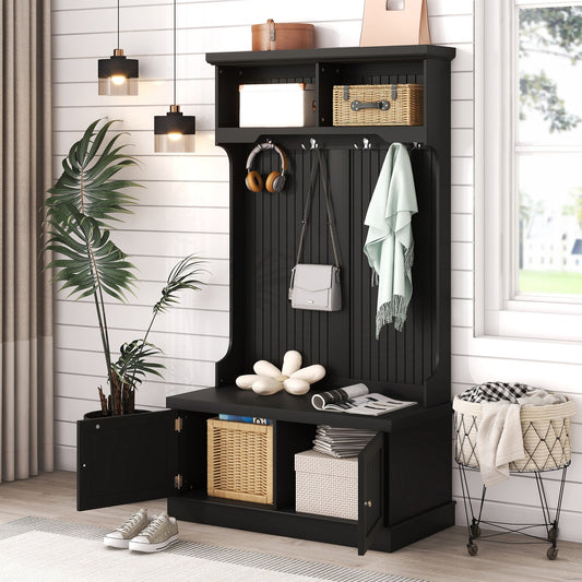 Hall Tree with Storage Shoe Bench for Entryway and Hallway, 4-in-1