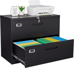 Metal Lateral File Cabinets with Lock,2 Drawer Steel Wide Filing