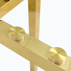 Modern Luxurious Round Tempered Glass Dining Table with Gold 7-Shaped