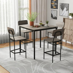 5-Piece Dining Table Set W/Counter Height Table & 4 Bar Stools, Modern