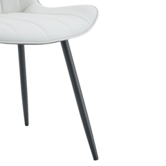 Modern Minimalist Dining Chair Set - Extended Seat Cushion, White/Dark