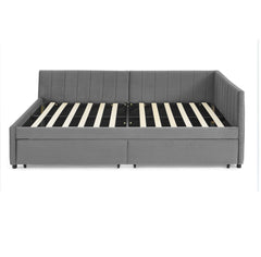 Full Size Upholstered Tufted Bed Frame with Two Drawers, Sofa Bed