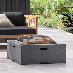 Outdoor 29' Square MgO Wood-Burning Fire Pit, Dark Gray