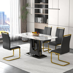 A modern, minimalist, and luxurious dining table with a white