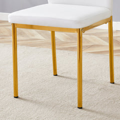 4-Piece Dining Set with 36.6'' Round Tempered Glass Table & White-Gold