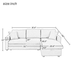 Upholstery  Sleeper Sectional Sofa Grey with Storage Space, 2 Tossing