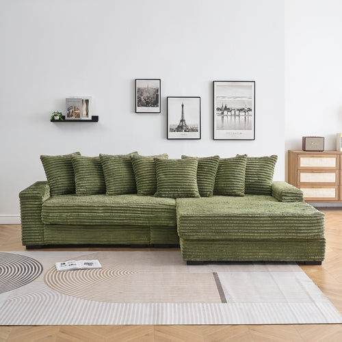 111.4 'Green flannelette sofa, elegant shelter choice - living room,