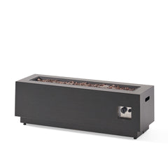Modern Dark Grey 40' Outdoor Iron Propane Fire Pit, 50,000 BTU, Sleek