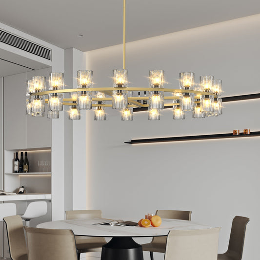 Modern 36' Gold Round Chandelier Light Fixture, K9 Crystal Chandeliers