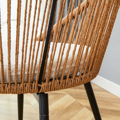 Modern 3-Piece Set: 17.7' Anti-Spill Round Coffee Table + 2 Rattan