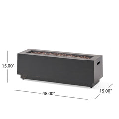 Modern Dark Grey 40' Outdoor Iron Propane Fire Pit, 50,000 BTU, Sleek