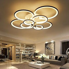 Modern LED Ceiling Light Fixture with Remote Control, Clear Acrylic Shade, Semi Flush Mount Ceiling Light Chandelier 8 Head