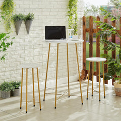 Gold Round Bistro Set: Small Bar Table & 2 Stools