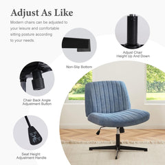 Criss Cross Chair Legged, Armless Office Desk Chair No Wheels, Swivel