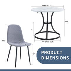 Table and chair set.A Modern Minimalist Circular Dining Table With A