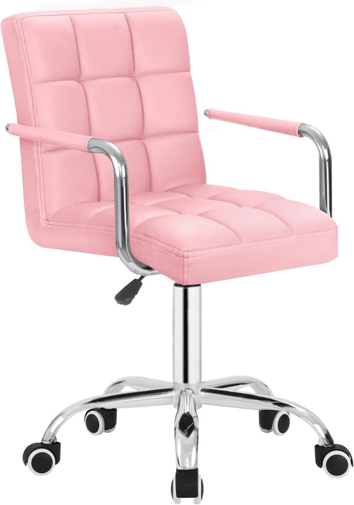 Desk Chair Modern Office Chair with Wheels Vanity Chair PU Leather
