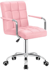 Desk Chair Modern Office Chair with Wheels Vanity Chair PU Leather