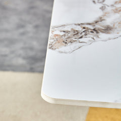 The luxurious cold jade dining table , paired with electroplated