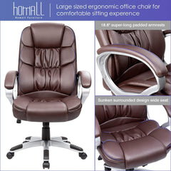 Office Chair High Back Computer Chair Ergonomic Desk Chair, PU Leather