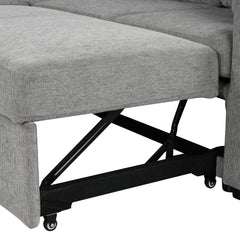 Multi-functional U-shaped Sectional Sofa Convertible Pull-out Bed Gray