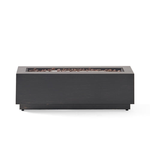 Modern Dark Grey 40' Outdoor Iron Propane Fire Pit, 50,000 BTU, Sleek