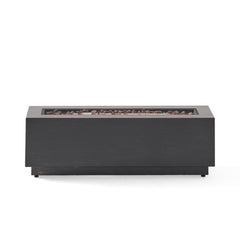 Modern Dark Grey 40' Outdoor Iron Propane Fire Pit, 50,000 BTU, Sleek