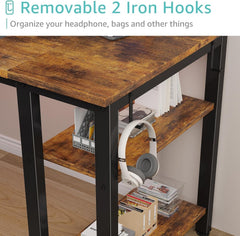 55 Inch Computer Desk with 4 Fabric Drawers & Storage Shelves, Writing