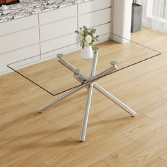 Large Modern Minimalist Rectangular Glass Dining Table with 0.39'
