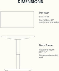 EN1 One Piece Standing Desk 48 X 24 Inch Desktop Electric Adjustable