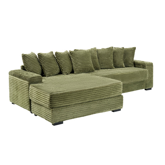 111.4 'Green flannelette sofa, elegant shelter choice - living room,