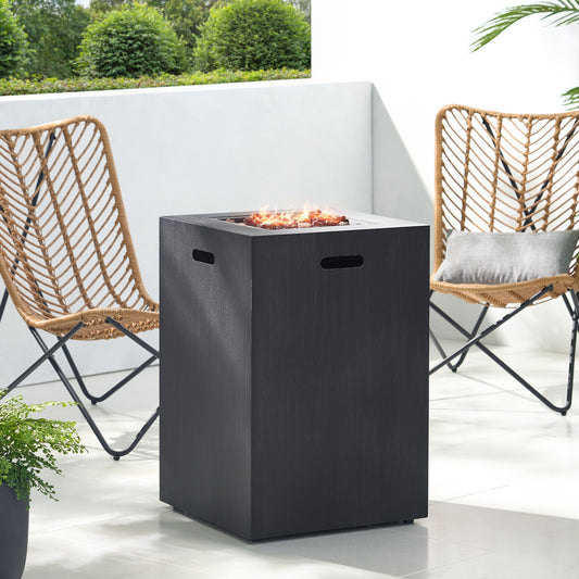 19.5' Outdoor 30,000 BTU Propane Fire Pit, Tank Inside, Brushed Black