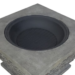 32'  MgO Light-Weight Concrete Wood Burning Square Fire Pit, Grey