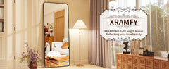 64"x21" Floor Full Length Mirror Standing Full Body Rounded Corner Rectangle Mirrors with Stand Hanging Wall Mounted