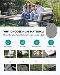 HDPE Outdoor Patio Furniture Set, 7-Piece Outdoor Sectional Patio