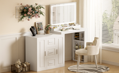 59' Makeup Vanity Desk with Mirror, Vanity Mirror with Lights,