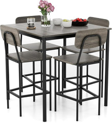 5-Piece Dining Table Set W/Counter Height Table & 4 Bar Stools, Modern