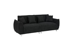86.6 inch teddy fleece black sofa with four throw pillows hardware