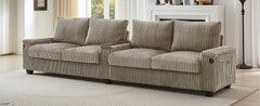 Modern 4-Seater Corduroy Sofa Couch with USB Ports, Hidden Storage