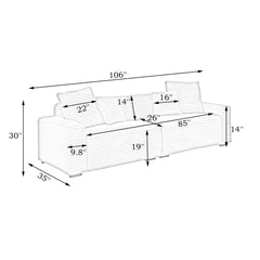 104.72-inch 4-seat large sofa with 4 throw pillows, living room sofa