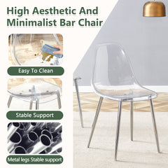 Transparent and Stylish Ergonomic Dining Chair with Silver Metal Legs