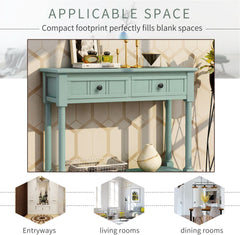 Rustic Green Console Table with Storage Drawers
