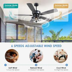 Outdoor Ceiling Fans with Light and Remote - 52 Inch Waterproof Wet