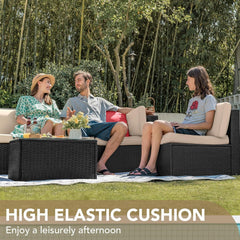 7 Pieces Outdoor Sectional Sofa Patio Furniture Sets Manual Weaving