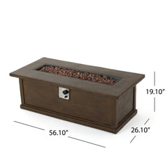 Transitional 56'' Rectangular Outdoor MGO Propane Fire Pit with 50,000