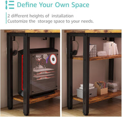 55 Inch Computer Desk with 4 Fabric Drawers & Storage Shelves, Writing
