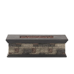 Contemporary Rectangle MGO Fire Pit 50,000 BTU Stone Gray Magnesium