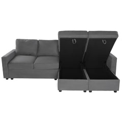 Modern Convertible Sectional Sofa with Storage Chaise Lounges and USB